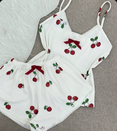 ست تاپ و شورتک طرح گیلاس